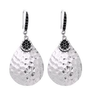 Silver and Black Teardrop Earrings